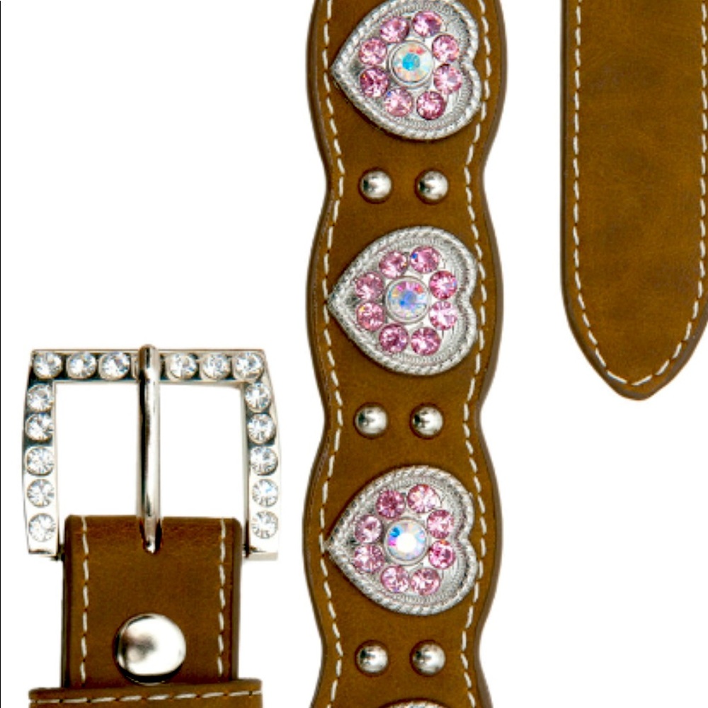 Nocona Girls Heart Rhinestone Belt